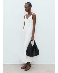 Mango - Langes Kleid Mit V-Ausschnitt - Lyst