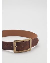 Mango - Cintura Fibbia Quadrata Texture Marrone - Lyst