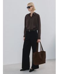 Mango - Wide Leg Mid-Rise Jeans - Lyst