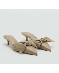 Mango - Heeled Leather Shoes With Bow - Lyst