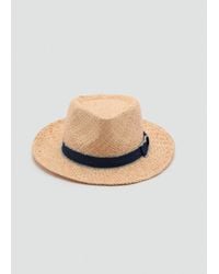 Mango - Raffia Hat With Denim Bow - Lyst
