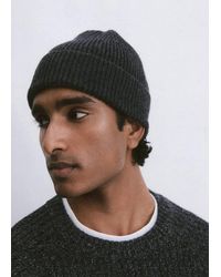 Mango - Ribbed Wool Hat - Lyst