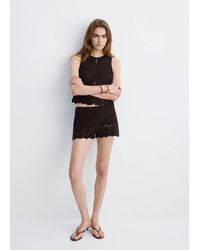 Mango - Embroidered Openwork Shorts - Lyst