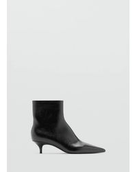 Mango - Kitten Heel Pointed-Toe Ankle Boot - Lyst