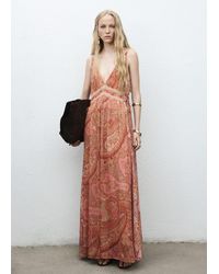 Mango - Paisley-Print Dress With Lace Trim - Lyst