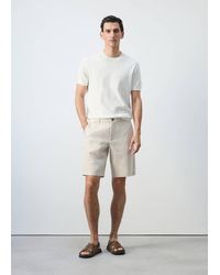 Mango - Slim-Fit 100% Linen Bermuda Shorts - Lyst