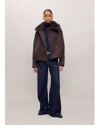 MANGO TEEN - Coat With Removable Fur-Effect Collar - Lyst