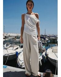 MANGO TEEN - Fluid Wide-Leg Pleat-Front Trousers - Lyst