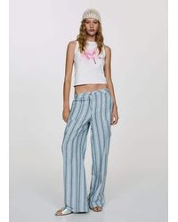 Mango - Striped Trousers With Cargo Pockets - Lyst