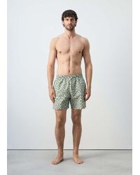 Mango - Printed Swimsuit With Drawstring - Lyst