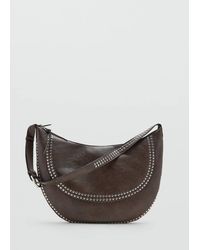 Mango - Borsa Da Spalla Borchie Cioccolato - Lyst
