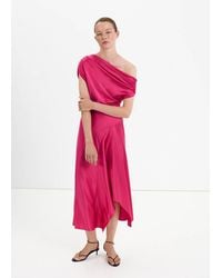 Mango - Asymmetric Silk Dress - Lyst