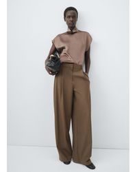 Mango - Pantaloni Completo Diritti Pinces Marrone Medio - Lyst