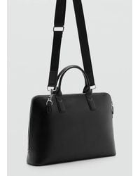 Mango - Borsa Tote 100% Pelle Nero - Lyst