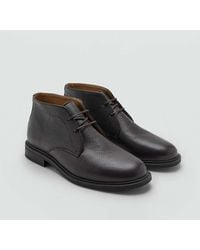 Mango - Lace-Up Leather Ankle Boots - Lyst