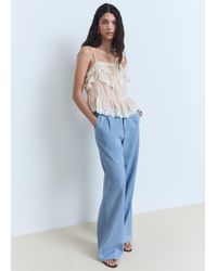 Mango - Wideleg-Hose Aus Lyocell Mit Bundfalten - Lyst