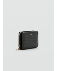 Mango - Medium Glossy Croc Wallet - Lyst