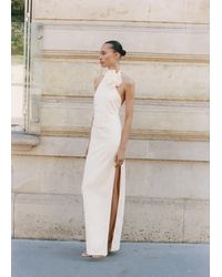 Mango - Draped Halter-Neck Dress With Flower Motif - Lyst