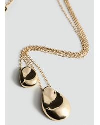 Mango - Collier À Double Pendentif Gouttes Or - Lyst