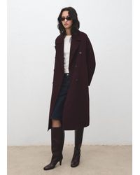 Mango - Cappotto Lana Handmade Oversize Vino - Lyst