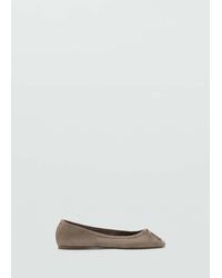 Mango - Leather Ballet Flats With Bow - Lyst