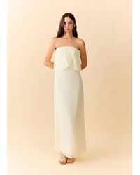 MANGO TEEN - Strapless Dress With Ruffles - Lyst