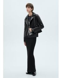 Mango - Veste Biker Simili-Cuir Noir - Lyst