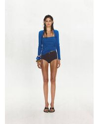 Mango - Ruched Split Overlay Top - Lyst