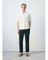 Mango - Camicia Regular-Fit Cotone Collo Bowling Bianco Sporco - Lyst