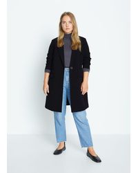 Mango Lapelled Straight-cut Coat - Black
