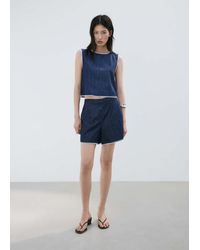 Mango - Contrast Trim Denim Top - Lyst