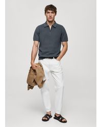 Mango - Cotton-knit Polo Shirt With Zip Medium - Lyst