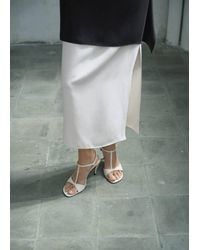 Mango - Heeled Leather Sandals With Straps - Lyst