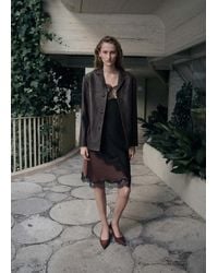 Mango - Leather Jacket With Buttons - Lyst
