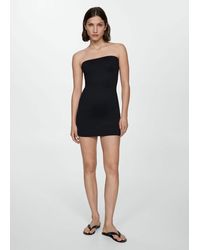 Mango - Short Strapless Dress With Lining - Lyst