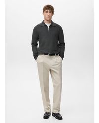 Mango - Microstructure Sweater With Zipper Collar - Lyst