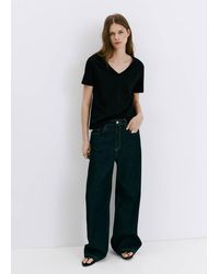 Mango - V-Neck Cotton T-Shirt - Lyst