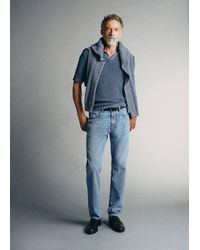 Mango - Jean En Tissu Candiani, Coupe Regular, Fabriqué En Italie Bleu Clair - Lyst