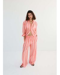Mango - Linen Lyocell Blend Stripe Shirt - Lyst