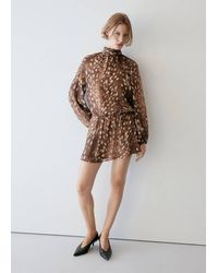 Mango - Printed Dress With A Roll Neck - Lyst