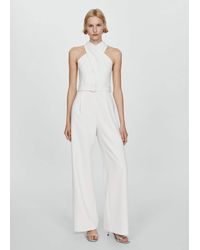 Mango - Belted Crossover Collar Jumpsuit Off - Lyst