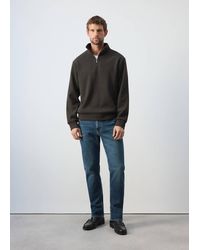 Mango - Brushed Sweatshirt With Zip Neck Dark - Lyst