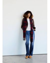 Mango - 100% Wool Checked Scarf - Lyst