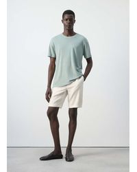 Mango - Linen Blend Slim Fit T-Shirt - Lyst
