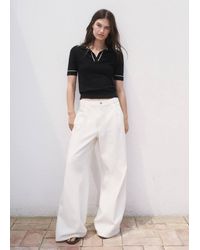 Mango - Polo-Neck Sweater With Contrasting Trims - Lyst