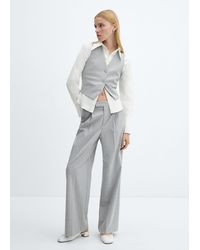Mango - Pinstriped Suit Waistcoat Medium Heather - Lyst