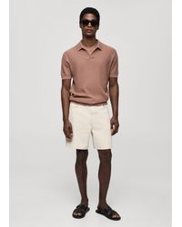 Mango - Ribbed Cotton Polo Shirt - Lyst