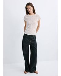 Mango - T-Shirt With Raised Embroidered Details - Lyst