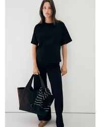 Mango - Fine-Knit Straight-Fit Trousers - Lyst