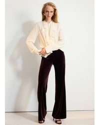 Mango - Flared Velvet Trousers - Lyst